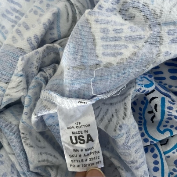 FRESH PRODUCE Blue White Ikat Button Down Hoodie Sweater Paisley Print Small - Picture 3 of 5